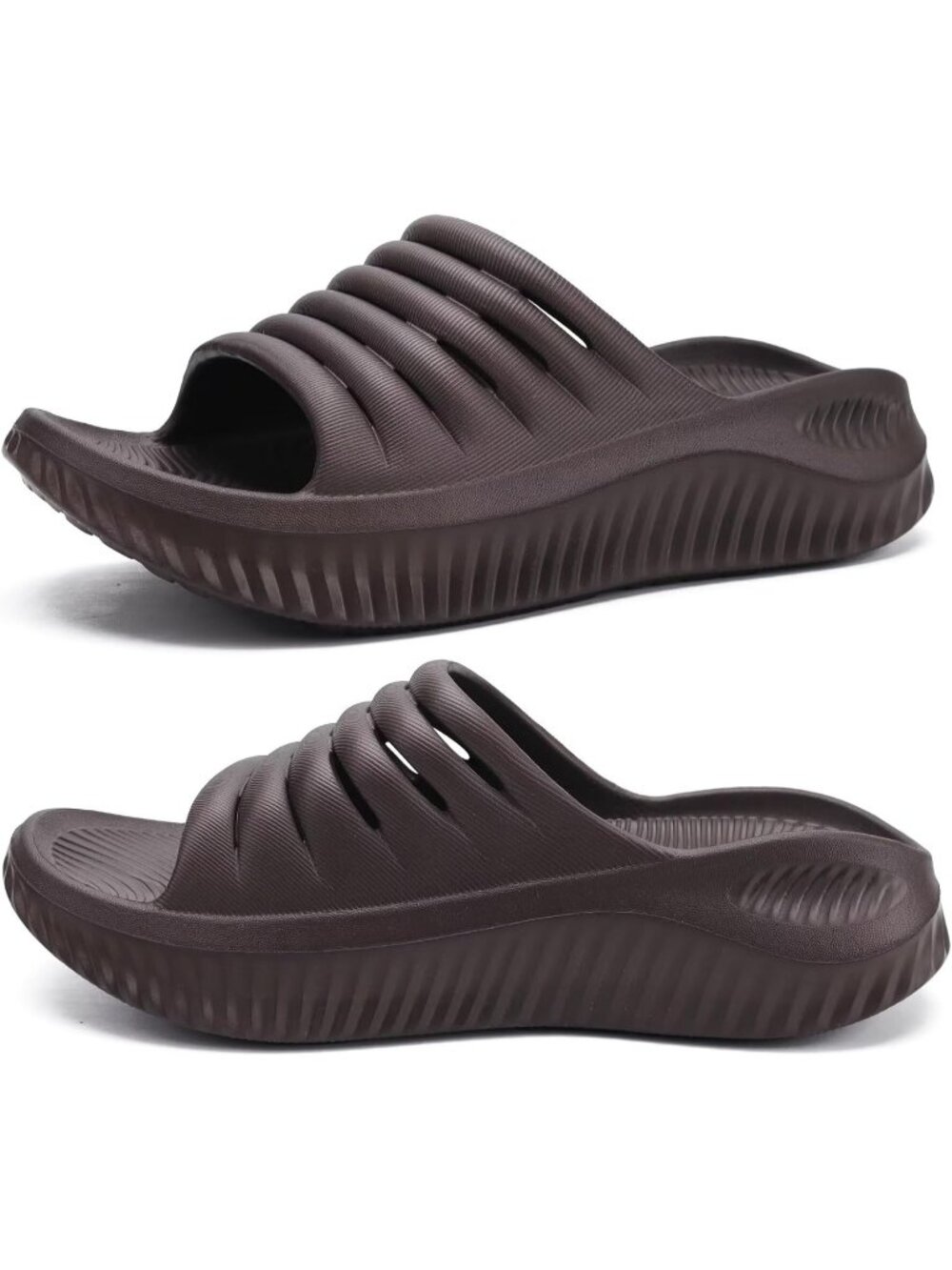 🆕 Women's Dark Brown Sandals With Comfortable Arch Support Sport Slides Casual